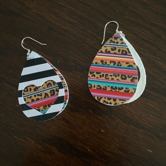 FAUX Leather Earrings - Picture 2 of 3